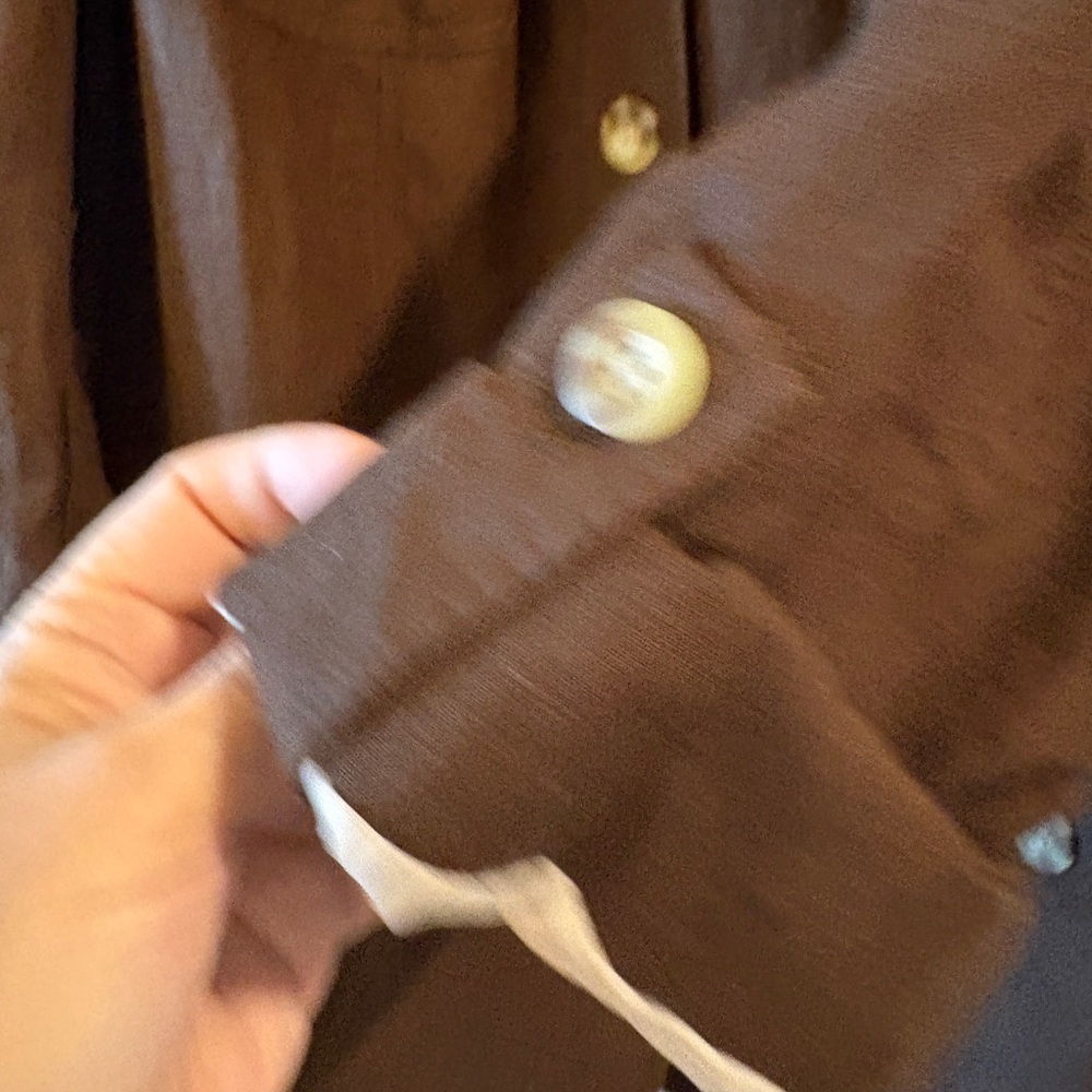 NWT Coldwater Creek  Brown Military Linen Safari Cargo Blazer / Jacket Size 18 - Picture 10 of 15